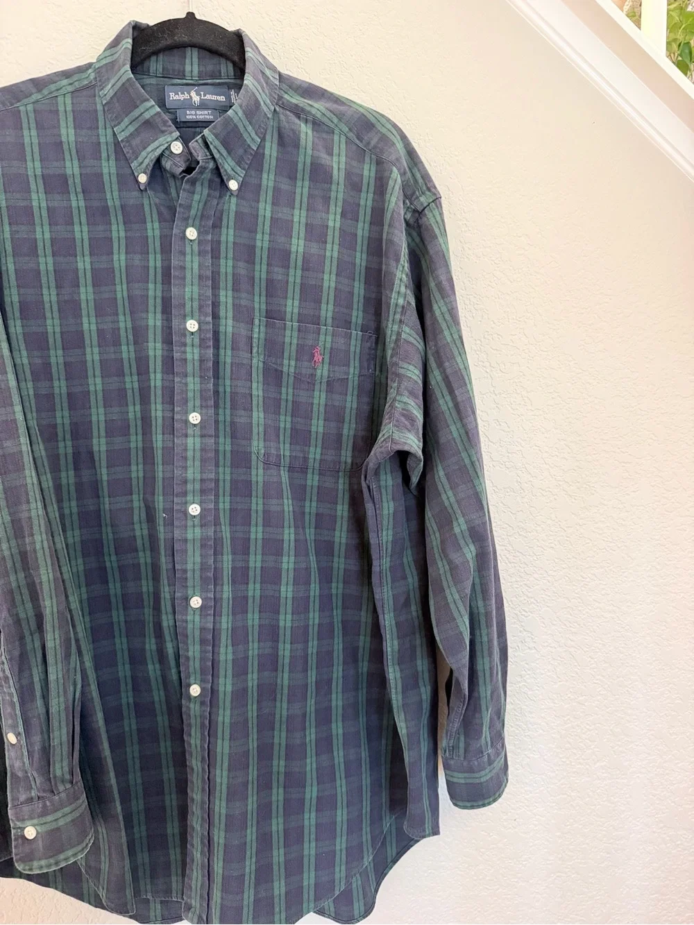 Vintage Polo Ralph Lauren Big Shirt Black Watch Plaid L